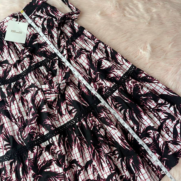 NWT - DIANE VON FURSTENBERG Lucia Tiered Cotton Midi Skirt in Palm White - Sz 6 - Picture 11 of 12